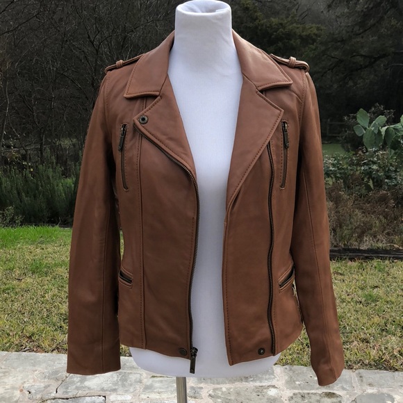 MICHAEL Michael Kors Jackets & Blazers - NWOT Micheal Michael Kors Tobacco Leather Moto Jkt